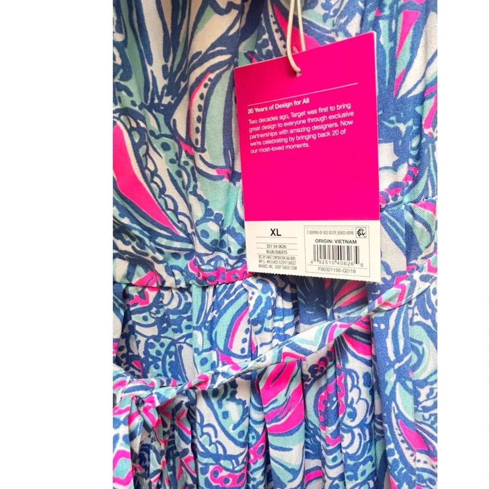 Lilly Pulitzer for Target Girls XL Maxi Dress Sea a Sunrise Blue Pink Floral NWT
